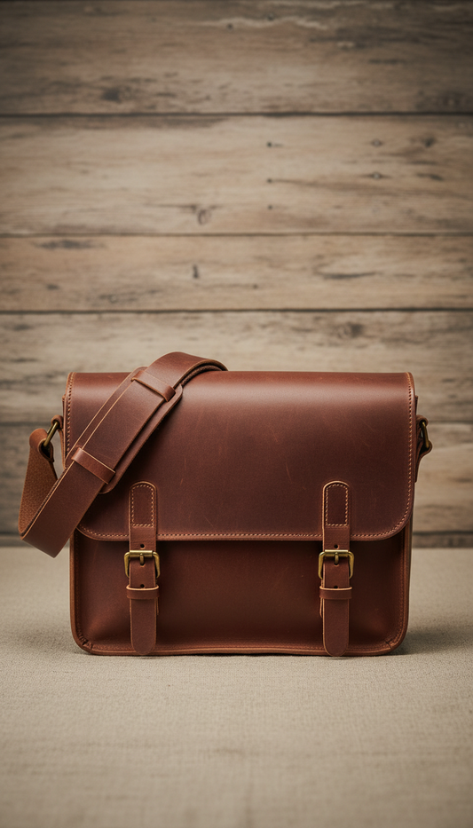 Classic Chestnut Messenger Bag Top-Grain